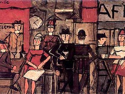 El cuadro <i>El café,</i> pintado por Joaquín Torres-García, en 1928.