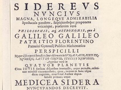 Páginas de la copia falsa del tratado astronómico 'Siderius Nuncius' de Galileo.