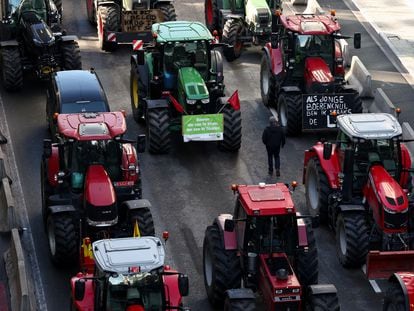 Más de un millar de tractores bloqueaban las calles del barrio europeo de Bruselas el pasado 1 de febrero.