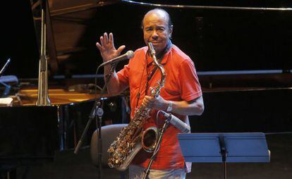 Benny Golson durante el concierto en el Festival de Jazz de San Sebastián.