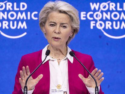 La presidenta de la Comisión, Ursula von der Leyen, este martes en el Foro de Davos.