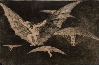 'Modo de volar', disparate número 13 de Goya.