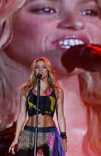 La cantante colombiana Shakira, durante su actuación en Rock in Rio Lisboa.