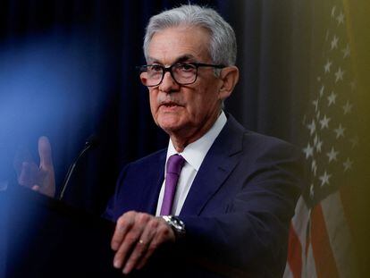 Jerome Powell, presidente de la Reserva Federal, el pasado 31 de enero, en una rueda de prensa.