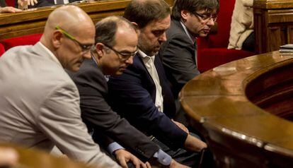 Romeva, Turull, Junqueras i Puigdemont, al Parlament.
