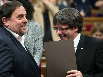 Oriol Junqueras con Carles Puigdemont.