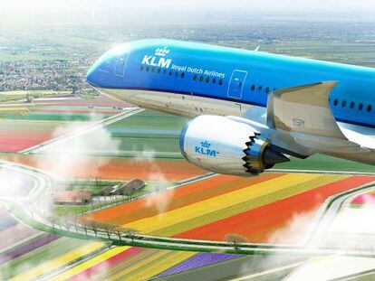 Un avión de KLM, en una imagen facilitada por la compañía.