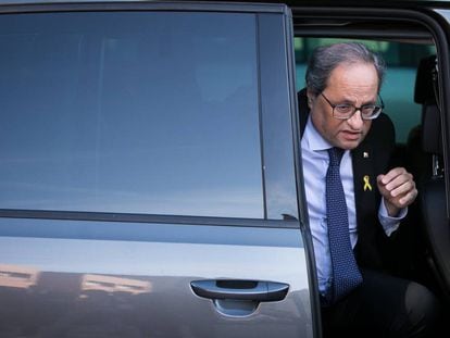 El 'president' Quim Torra, el pasado jueves, a su llegada en un acto en Cornellà (Barcelona).