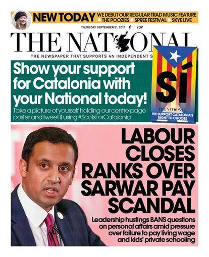 The National (Escòcia) - "Mostra el teu suport a Catalunya amb 'The National' d'avui"