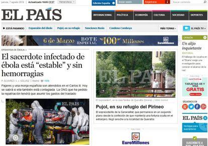 La portada d'EL PAÍS amb la primera imatge de Pujol.