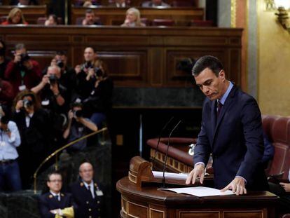 El president del Govern espanyol, Pedro Sánchez, aquest dimarts al Congrés.