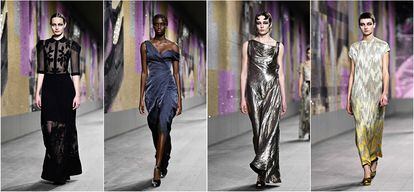 Cuatro modelos, en el desfile de alta costura de Christian Dior celebrado el 23 de enero de 2023 en París.