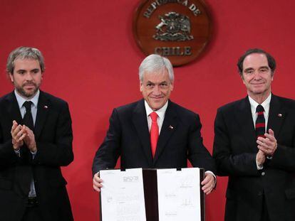El presidente de Chile, Sebastián Piñera, tras el anuncio.