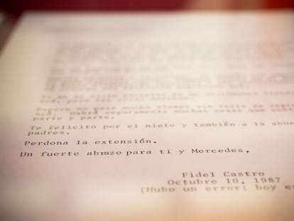 Detalle de una carta de Fidel Castro a Gabriel García Márquez.