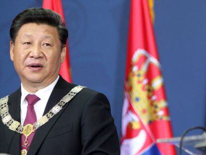 Presidente chino  Xi Jinping durante el encuentro con las autoridades serbias