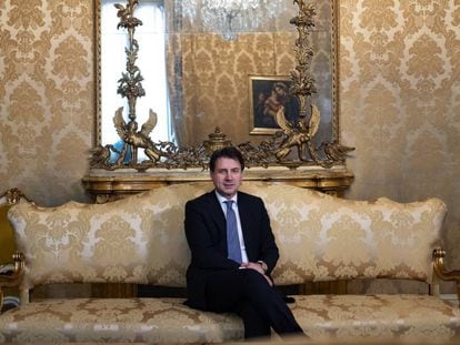 El primer ministro de Italia, Giuseppe Conte, el miércoles por la tarde en el Palacio Chigi.