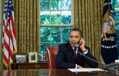 El entonces presidente de Estados Unidos, Barack Obama, hablaba por teléfono desde La Casa Blanca, en 2009.