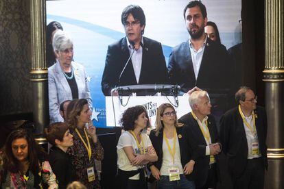 Valoració dels resultats a la seu de Junts per Catalunya.