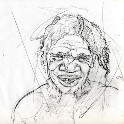 Ilustración de un joven neandertal.