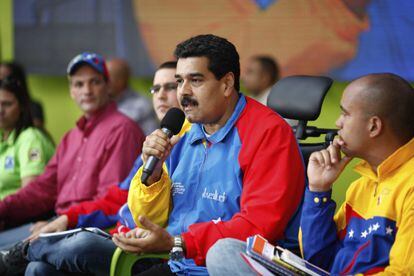 Nicol&aacute;s Maduro durante una conferencia de paz