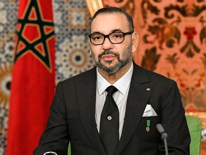 El rey de Marruecos, Mohamed VI, en una imagen oficial del discurso por el 46 aniversario de la Marcha Verde, el pasado 6 de noviembre, en Rabat.