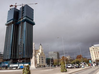 Estado, a finales de noviembre, de la reforma de las Torres de Colón en Madrid.