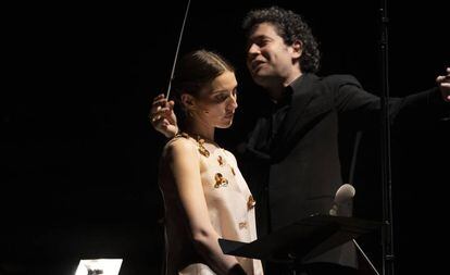 María Valverde y Gustavo Dudamel, en su actuación el sábado en Peralada.