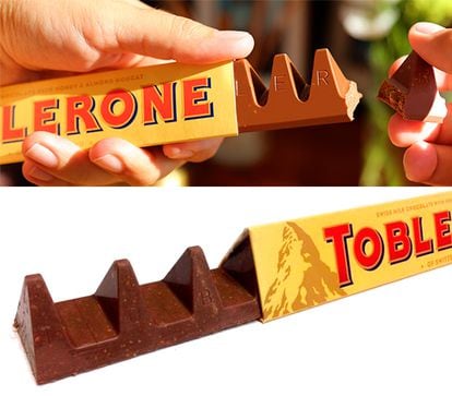 Toblerone, antes y después del cambio.