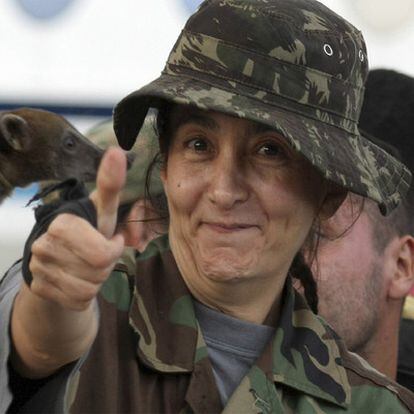 Ingrid Betancourt, a su llegada a Bogotá, tras ser liberada de su secuestro, el 2 de julio de 2008.