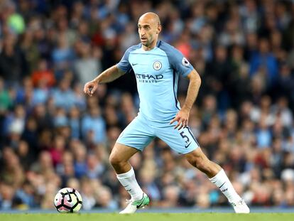 Pablo Zabaleta, con el Manchester City en 2017.