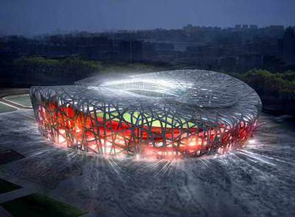 Maqueta virtual del estadio Nacional Olímpico de Pekín.
