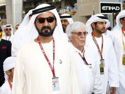 El jeque Mohamed Bin Rashid, en una carrera de Fórmula 1 en 2015.