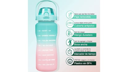 Botella de Agua de 1Gallon con Pajita, Botella Agua Motivacional Marcador  Tiempo