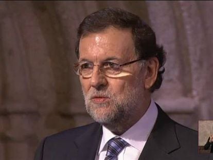 Mariano Rajoy, durante su intervención en Yuste.