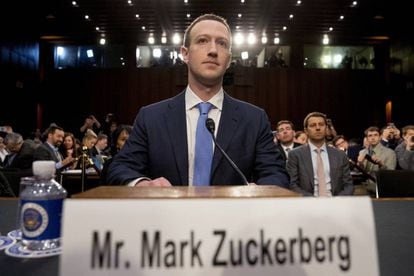 Mark Zuckerberg, el pasado abril, cuando testificó en el Congreso de EE UU por el caso de Cambridge Analytica.