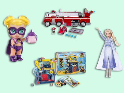Algunos de los juguetes que pueden quedarse sin stock en Navidad y que tienen como protagonistas a personajes de 'La Patrulla Canina' o 'Frozen'.