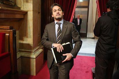 El diputado de CiU, Oriol Pujol, ayer en el Parlament.