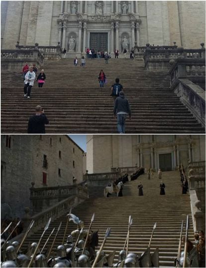 Escaleras de la plaza de la catedral de Girona.
