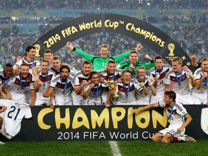 La selección alemana celebra la Copa del Mundo en Brasil.