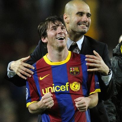 Messi y Guardiola celebran la victoria