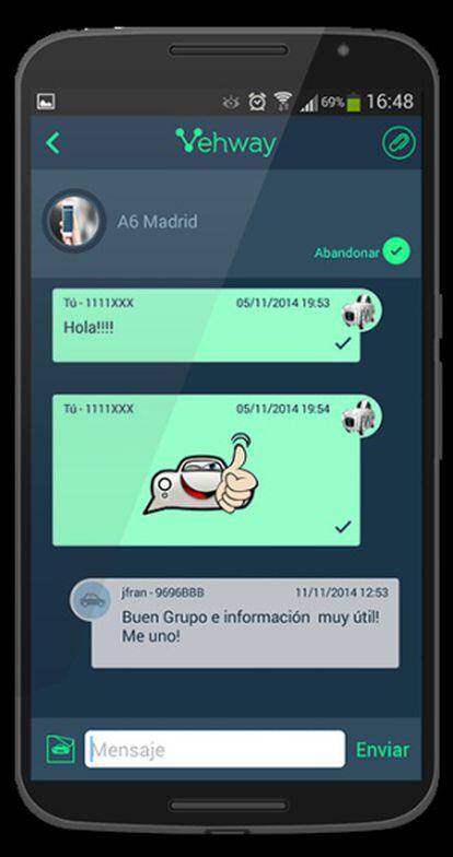 L'aplicació Vehway, un WhatsApp per a l'automòbil creat per una 'start-up' espanyola.