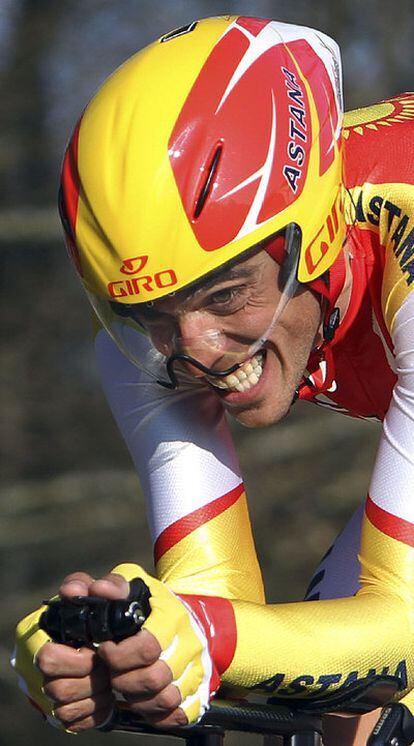 Contador, durante la etapa de hoy.