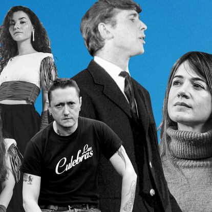 De izquierda a derecha, As fillas de Cassandra, Fermín Muruguza, Raimon y María Rodés, todos ellos figuras que cantan en gallego, euskera o catalán.