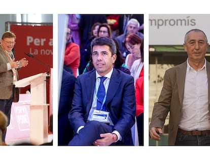 Los candidatos a la presidencia de la Generalitat, Ximo Puig (PSPV), Carlos Mazón (PP) y Joan Baldoví (Compromís).