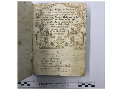 En la imagen, el manuscrito del siglo XVII inspirado en una leyenda de Montserrat hallado por los Mossos d'Esquadra.