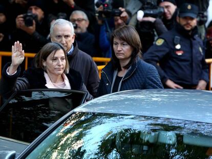 La presidenta del Parlament, Carme Forcadell, a la seva arribada, aquest dijous, al Tribunal Suprem.