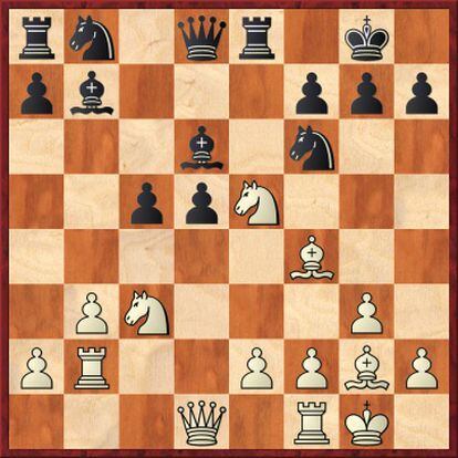 Topálov pudo haber logrado un ataque muy fuerte con 16 Cxf7!