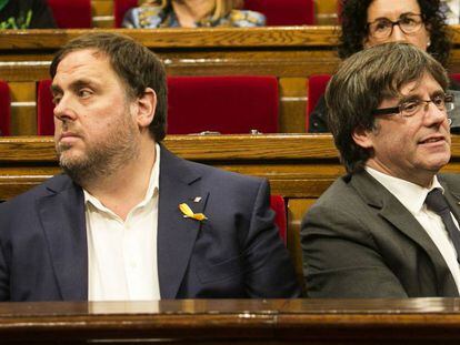 Junqueras i Puigdemont, al Parlament, a l&#039;octubre.