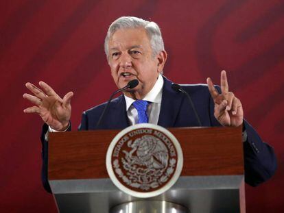 El presidente de México, Andres Manuel López Obrador, durante una rueda de prensa.