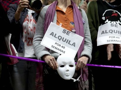 Manifestación contra los vientres de alquiler en en Madrid, en 2017. 